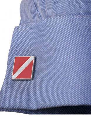 Scuba Diver Flag Cufflinks - Nickel Plated - Polished Enamel - PD-DR-SLB_0416b6e2-d217-4f87-960b-47e82897b92d