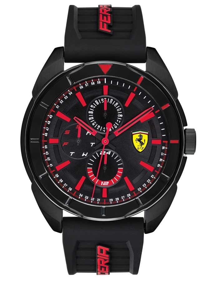 Scuderia Ferrari Forza Mens Watch - Black Metal - Black - Sub-dials - Silicone - 0830547