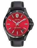 Scuderia Ferrari Pilota Mens Watch - Black Metal - Date - Black Leather Strap - 0830525