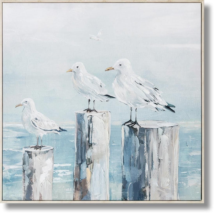 Seaside Trio Serenity - 33" x 33" Framed Wall Art - Blue