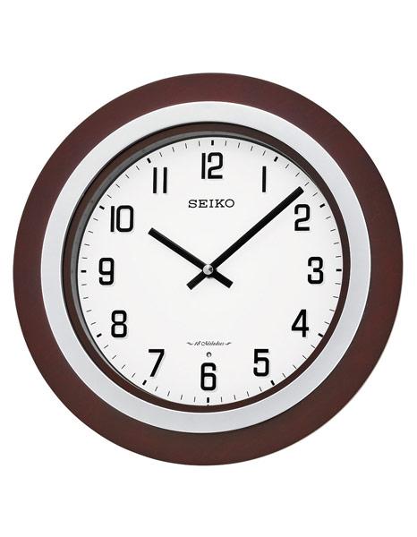 Seiko Dark Brown Wooden Wall Clock - 18 Melodies - White Dial - Black Numerals - QXM547BLH