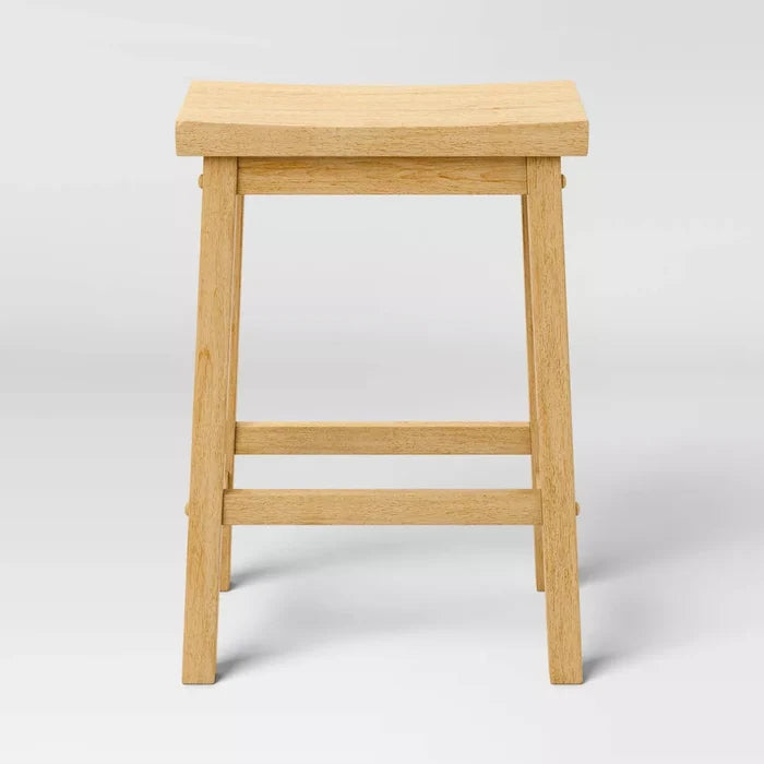 Set of 2 24" Solid Wood Backless Saddle Counter Height Barstools Natural - Room Essentials™