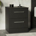 Set of 2 Kappesberg Jolyne 2-Drawer Nightstand, Modern Black Bedroom Storage - Brand New - Open Box