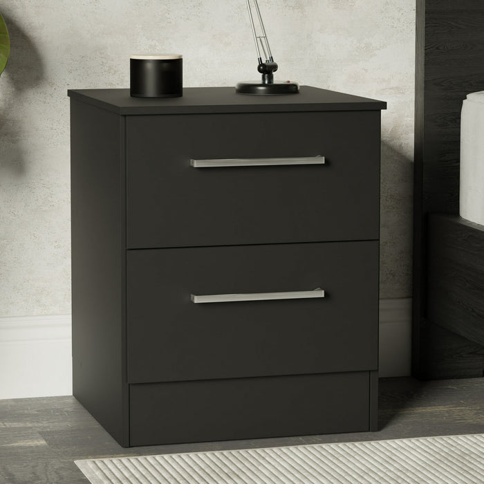 Set of 2 Kappesberg Jolyne 2-Drawer Nightstand, Modern Black Bedroom Storage - Brand New - Open Box