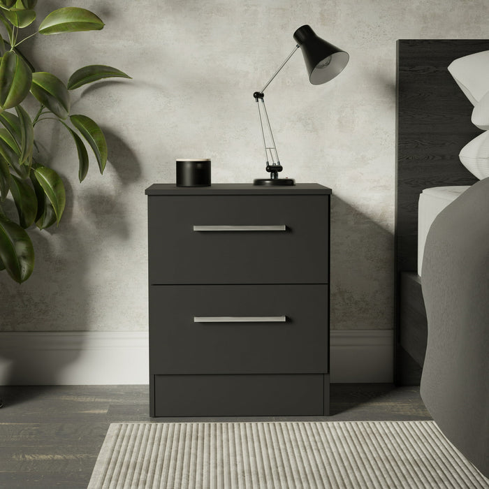Set of 2 Kappesberg Jolyne 2-Drawer Nightstand, Modern Black Bedroom Storage - Brand New - Open Box