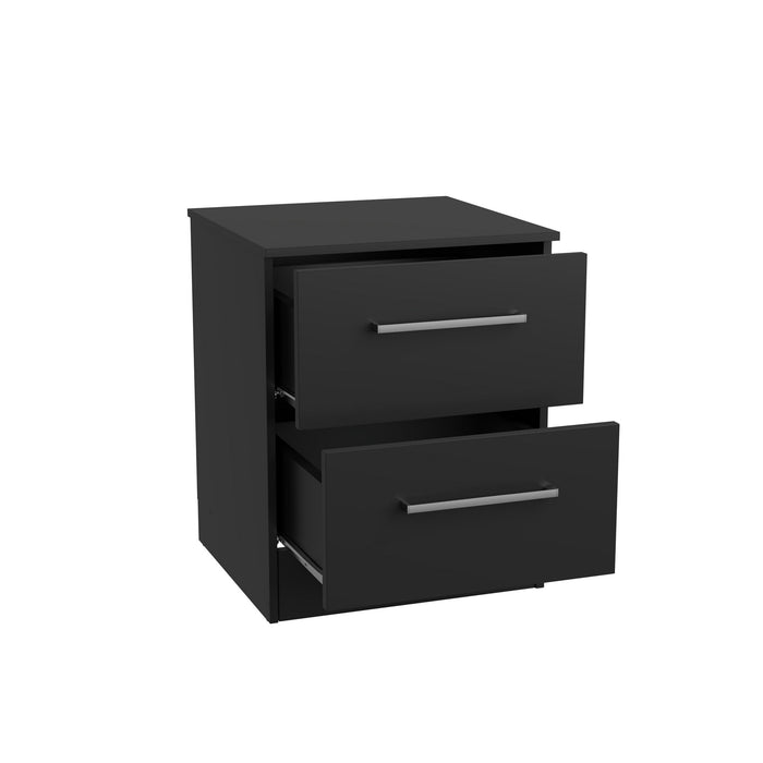 Set of 2 Kappesberg Jolyne 2-Drawer Nightstand, Modern Black Bedroom Storage - Brand New - Open Box