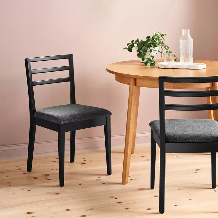 Set of 2 Ladder Back Dining Chair With Padded Seat Black - Room Essentials™