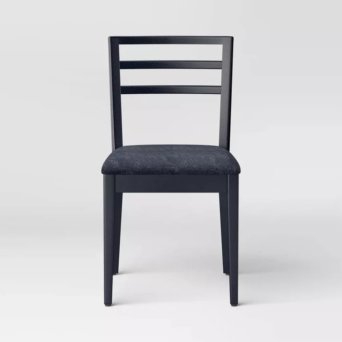 Set of 2 Ladder Back Dining Chair With Padded Seat Black - Room Essentials™