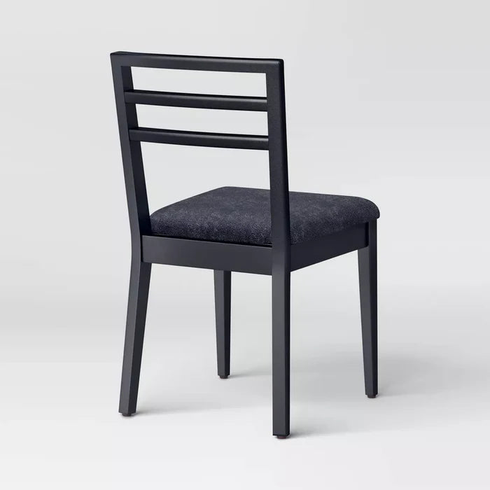 Set of 2 Ladder Back Dining Chair With Padded Seat Black - Room Essentials™