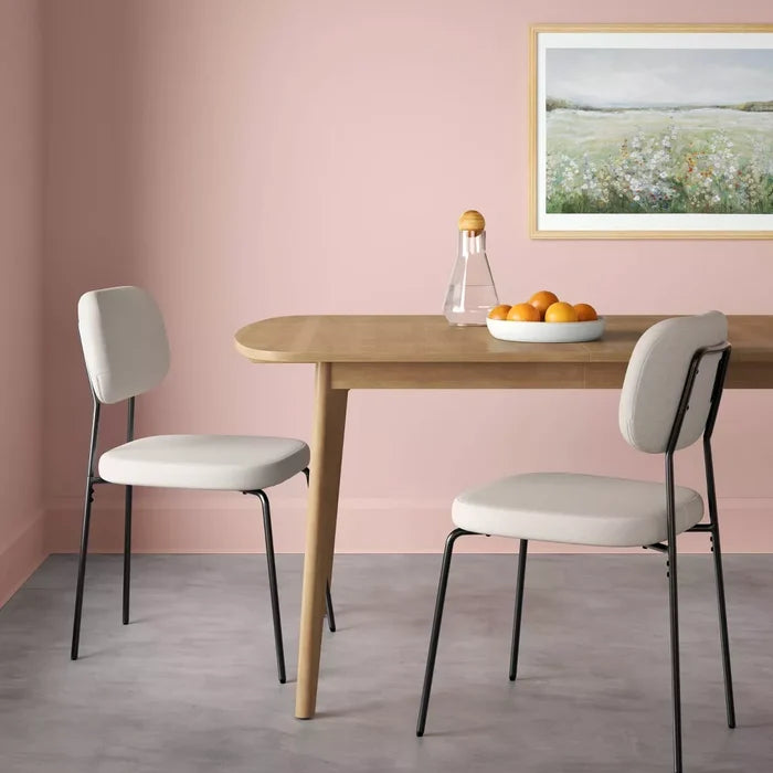 Set of 2 Upholstered with Metal Base Dining Chair Chairs Cream Boucle - Room Essentials™
