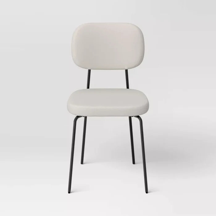 Set of 2 Upholstered with Metal Base Dining Chair Chairs Cream Boucle - Room Essentials™
