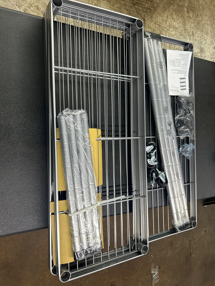 Seville Classics HOME 4-Tier Steel Shelving with Shelf Liners, 36" W x 14" D x 56.5" H, Platinum - Brand New