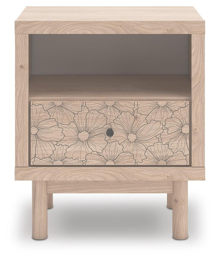 Shapella Tan One Drawer Night Stand - Brand New