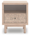 Shapella Tan One Drawer Night Stand - Brand New