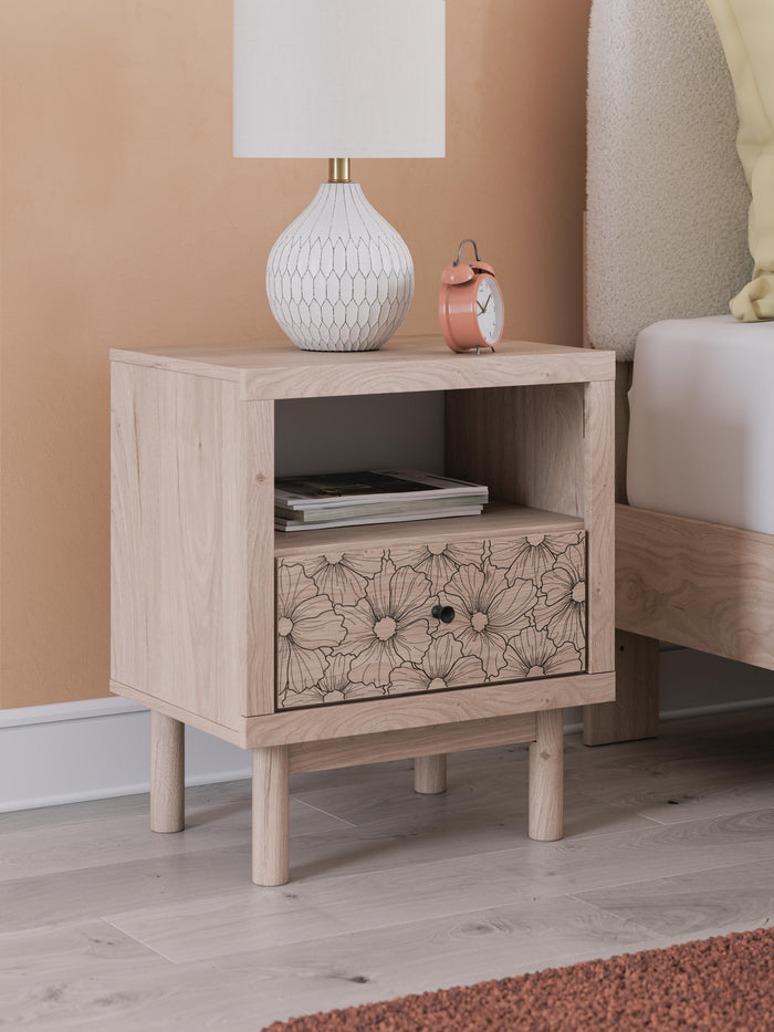 Shapella Tan One Drawer Night Stand - Brand New