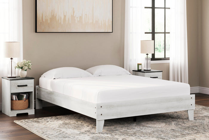 Shawburn Whitewash Queen Platform Bed - Brand New