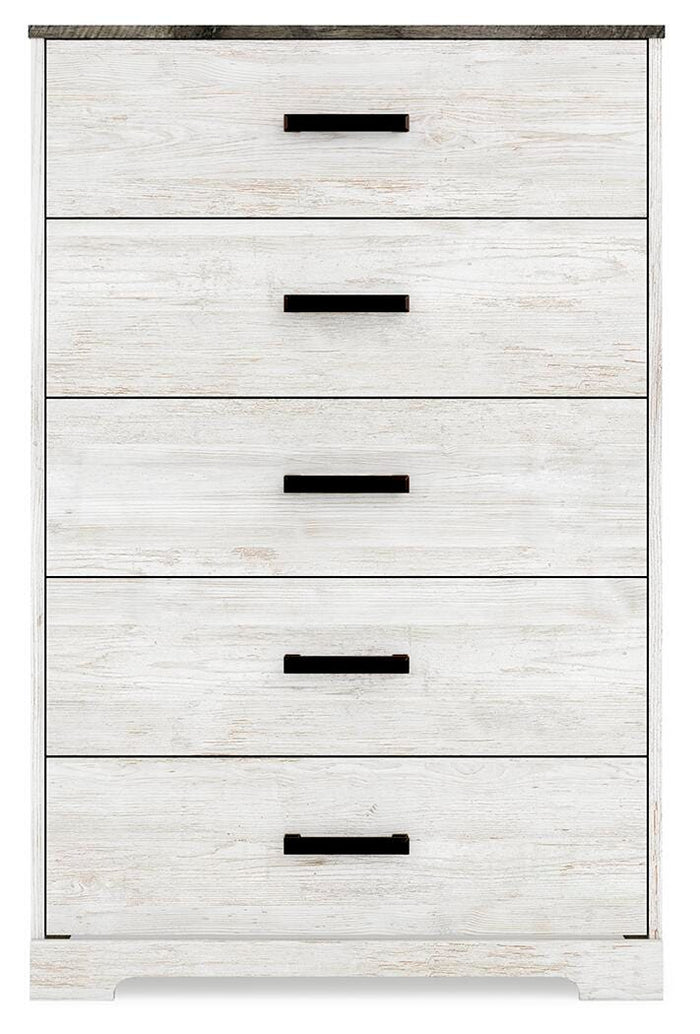 Shawburn Whitewash/Charcoal Gray Five Drawer Chest - Brand New