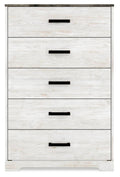 Shawburn Whitewash/Charcoal Gray Five Drawer Chest - Brand New