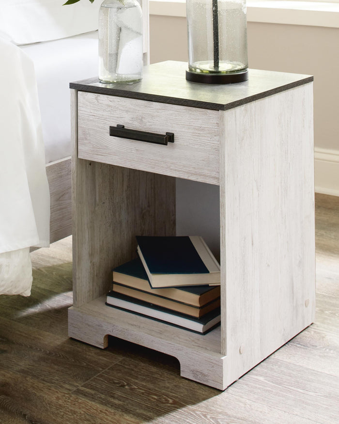Shawburn Whitewash/Charcoal Gray One Drawer Night Stand - Brand New