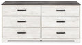 Shawburn Whitewash/Charcoal Gray Six Drawer Dresser - Brand New