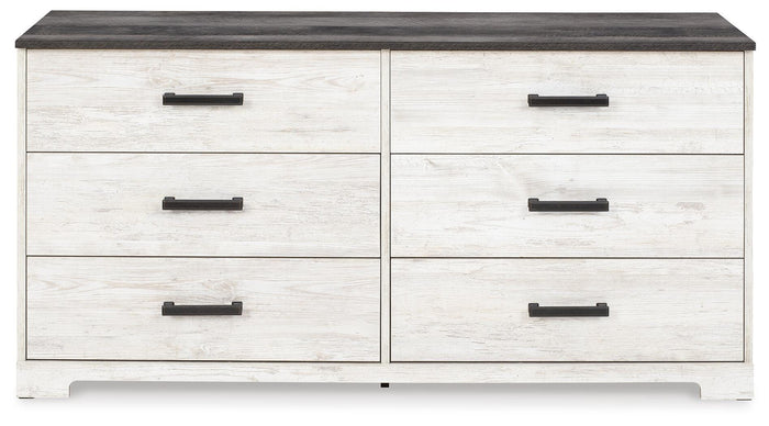 Shawburn Whitewash/Charcoal Gray Six Drawer Dresser - Brand New