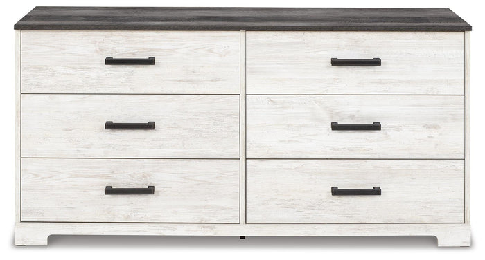 Shawburn Whitewash/Charcoal Gray Six Drawer Dresser - Brand New