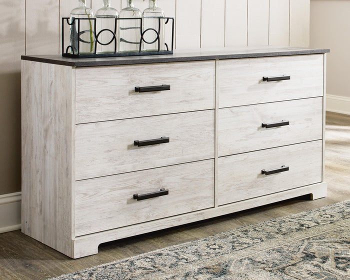 Shawburn Whitewash/Charcoal Gray Six Drawer Dresser - Brand New