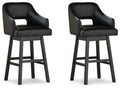 Signature Design Black/Dark Brown Tall UPH Swivel Barstool(2/CN)
