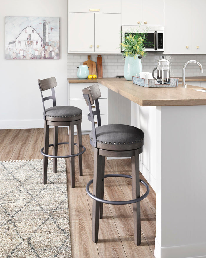 Signature Design Gray Tall UPH Swivel Barstool(1/CN)