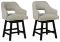 Signature Design Linen/Brown UPH Swivel Barstool (2/CN)