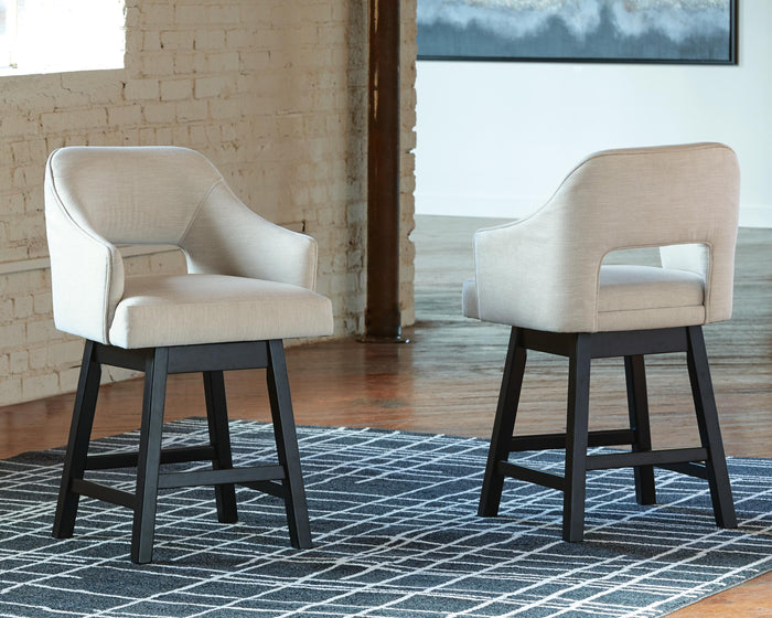 Signature Design Linen/Brown UPH Swivel Barstool (2/CN)
