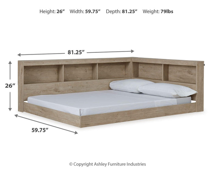 Signature Design Natural Full Bookcase Storage Bed