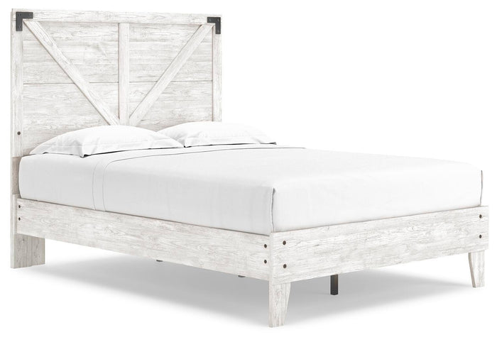 Signature Design White/Dark Charcoal Gray Full Crossbuck Panel Platform Bed