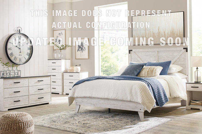 Signature Design White/Dark Charcoal Gray Full Crossbuck Panel Platform Bed