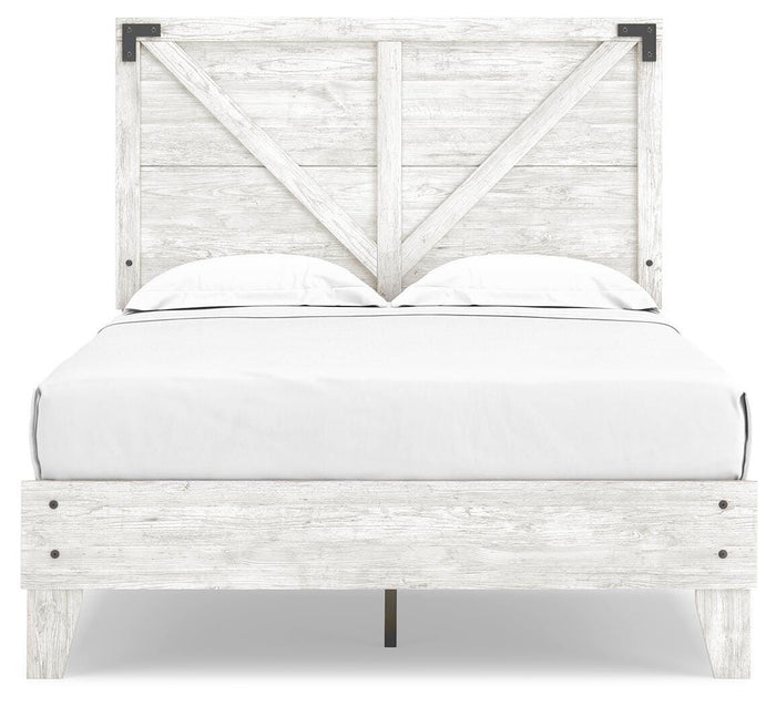 Signature Design White/Dark Charcoal Gray Full Crossbuck Panel Platform Bed