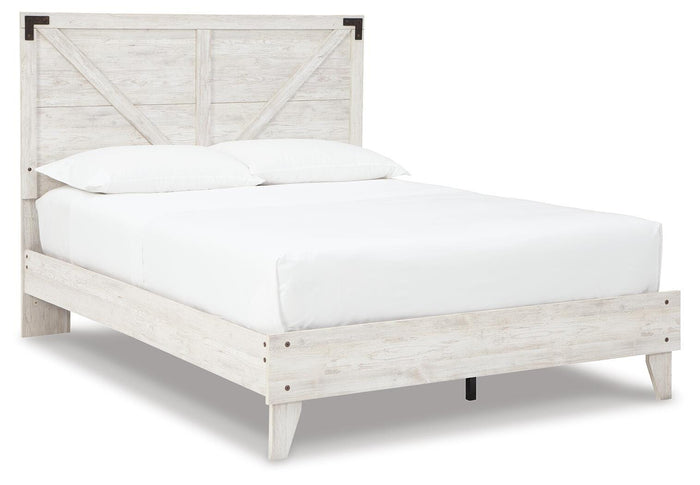 Signature Design White/Dark Charcoal Gray Queen Crossbuck Panel Platform Bed