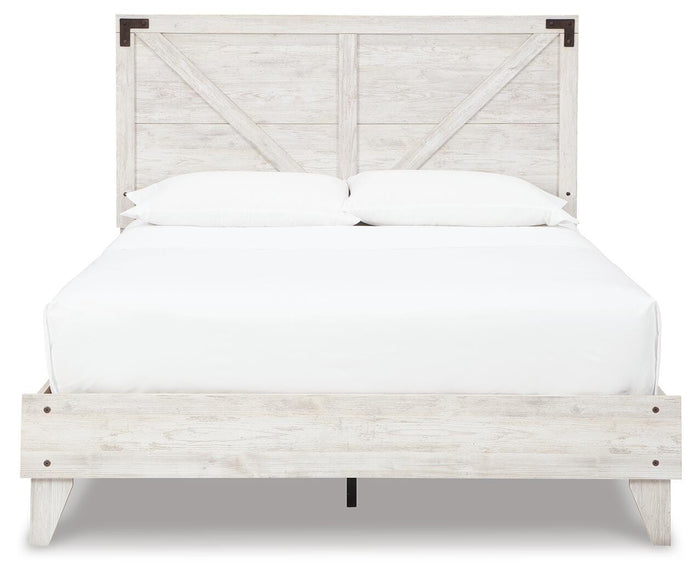 Signature Design White/Dark Charcoal Gray Queen Crossbuck Panel Platform Bed