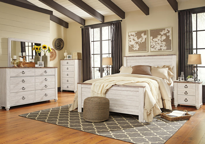 Signature Design Whitewash Queen Panel Headboard