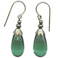 Silver Brights 39 Owen Glass Collection green tourmaline glass earrings with silver accents, elegant and vibrant jewelry.