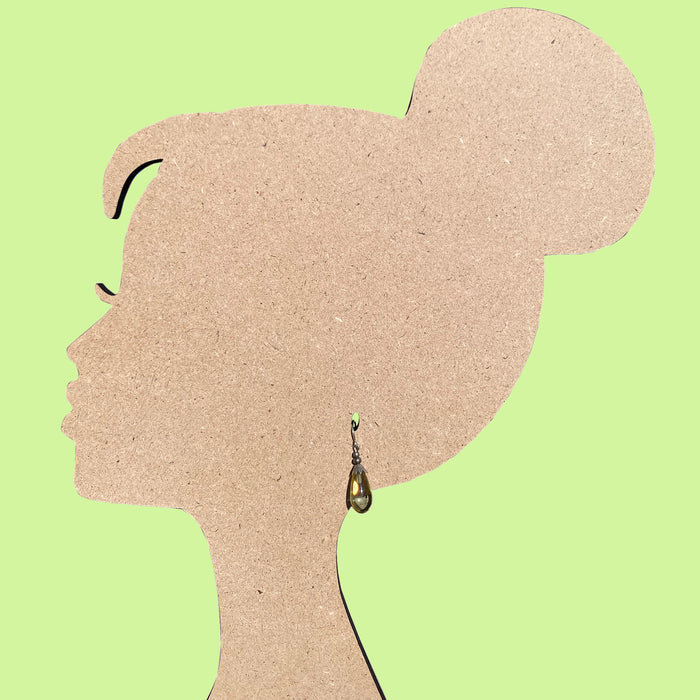 Silver Brights 6-inch yellow glass dangle earrings by Owen Glass Collection featuring shiny silver hooks and vibrant yellow glass.
