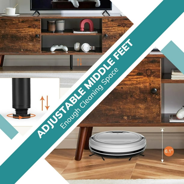 Simenmax TV Stand for 55 60 inch TV, Modern Mid Century Entertainment Center with Storage, Brown - Brand New