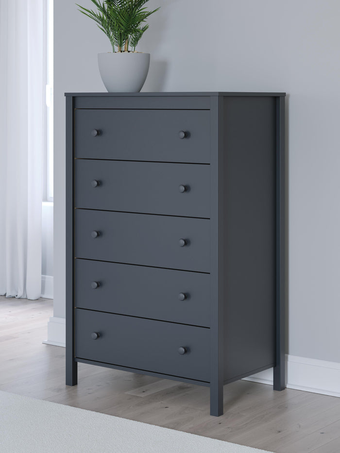 Simmenfort Navy Blue Five Drawer Chest - Brand New
