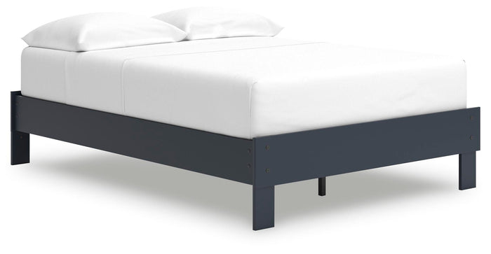 Simmenfort Navy Blue Full Platform Bed - Brand New
