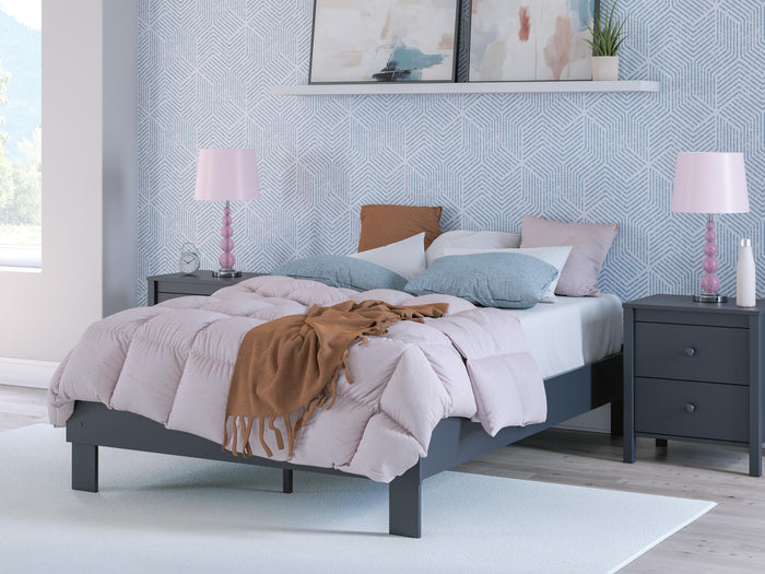 Simmenfort Navy Blue Full Platform Bed - Brand New