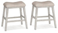 Skempton White/Light Brown Upholstered Stool (Priced Per Item, Must Order 2, 4, 6, or 8) - Brand New