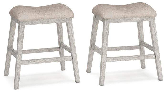 Skempton White/Light Brown Upholstered Stool (Priced Per Item, Must Order 2, 4, 6, or 8) - Brand New