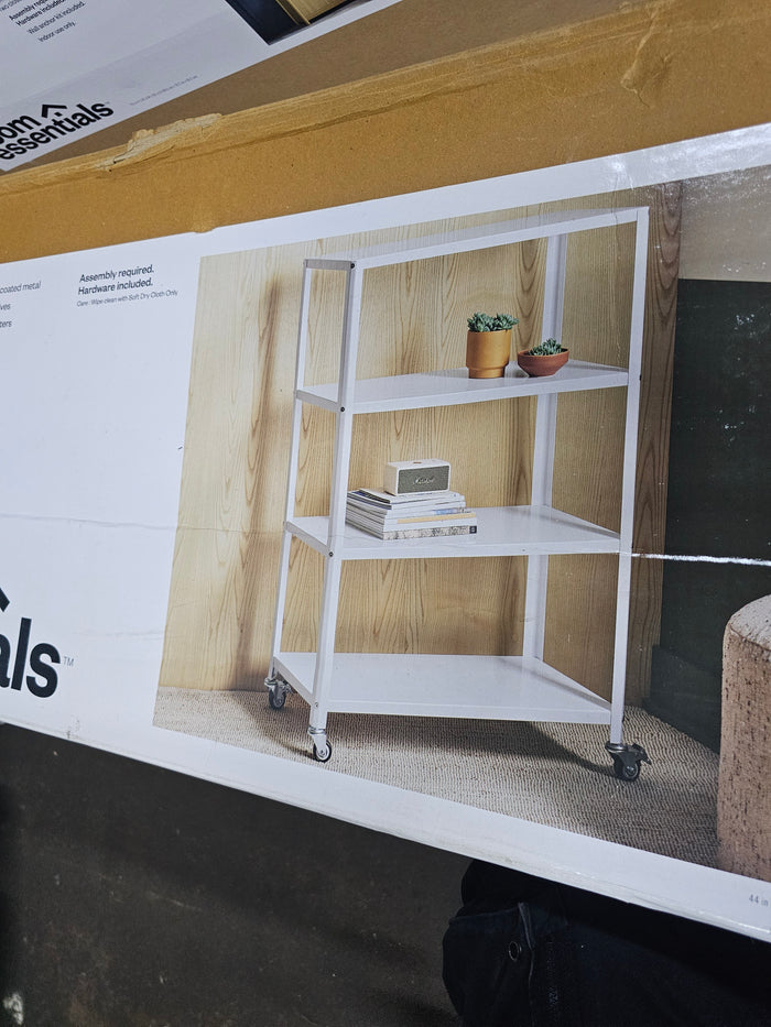 Small 44" 3 Shelf Rolling Metal Bookcase Chalk White - Room Essentials™