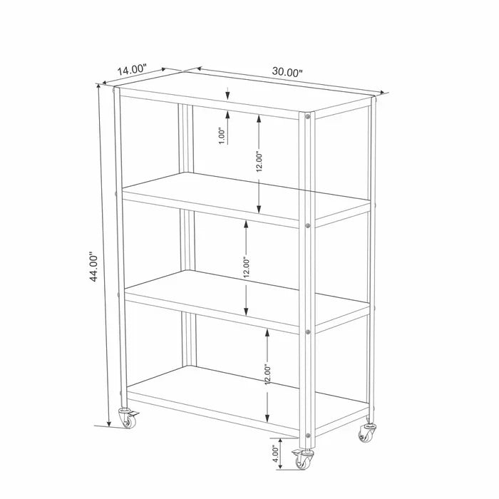 Small 44" 3 Shelf Rolling Metal Bookcase Chalk White - Room Essentials™