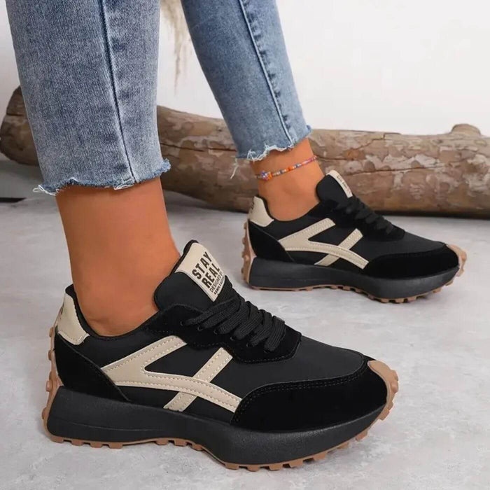 MEELANO Sneakers Komfort Hele Dagen Med Moderne Gadestil Og Slidstærk Dæmpning Sort Beige