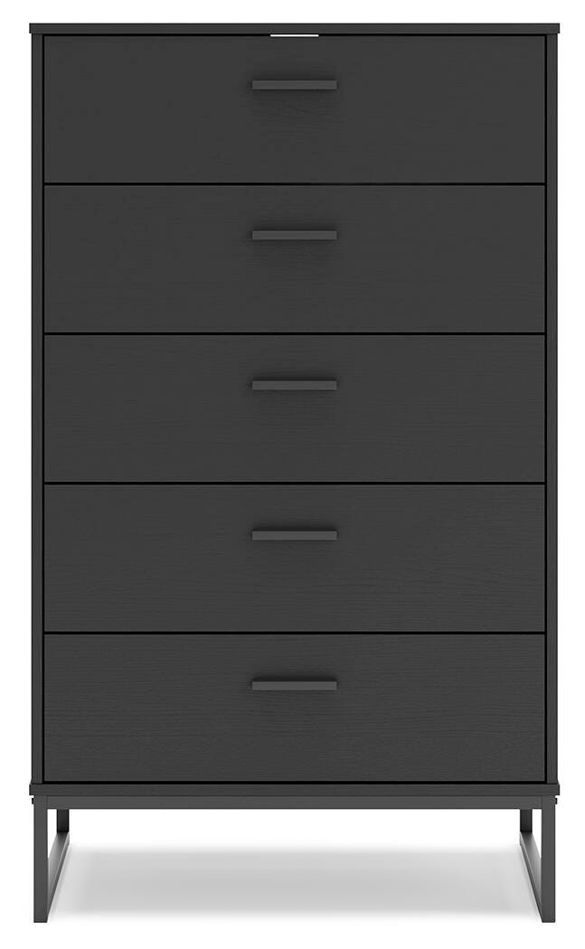Socalle Black Five Drawer Chest - Brand New